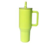 ThreeRs Gobelet avec poignée à rabat et paille rabattable, tasse isotherme sous vide, en acier inoxydable, base en caoutchouc, tasses de voyage, acier inoxydable, buse en silicone, couvercle PCTG