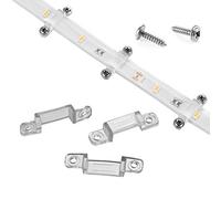 Threetwofour Lot de 100 supports de montage pour bande lumineuse, fixation double face, 202 vis incluses, pour tube en silicone IP67/68 de 12 mm de largeur