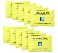 Threlaco Lot de 10 sachets déshydratants rechargeables en gel de silice absorbant l'humidité pour bacs de rangement indiquant le gel de silice, sacs déshydratants réutilisables pour la maison, les