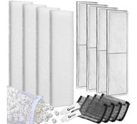Threlaco Lot de 15 filtres sous-marins compatibles avec Fluval U3, y compris 4 tampons filtrants en mousse, 4 poly/carbone, 500 g Bio-Ring, 4 sacs en maille, 2 graisses, pour aquariums d'eau douce et