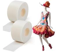 Threlaco Lot de 2 rouleaux de ruban adhésif pour ourlet de 6 m pour couture, 3,5 cm de large, ruban adhésif en arête de poisson pour jupes, robes, doublure réutilisable, ourlet étroit et ourlet