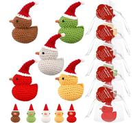 Threlaco Lot de 5 canards de Noël au crochet avec cartes inspirantes, cadeaux d'affirmation positive, jouets émotionnels pour bas de Noël, décorations de fête de Noël