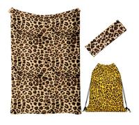 ThrenodyToy Serviette de Plage Léopard, Serviette de Bain Léopard 160 * 80CM, Serviette de Plage Imprimé Animal, Bandeau et Sac de Rangement Cadeau d'anniversaire Cadeau de Noël (A)