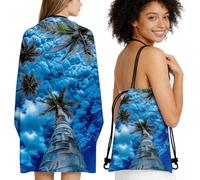 ThrenodyToy Serviettes de Plage Coconut Tree, Serviette de Plage Tree, Serviette de Plages Turtle Beach 160 * 80CM, Convient pour Les Voyages Sports Camping Comprend Un Sac de Rangement