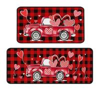 ThrenodyToy Tapis Antidérapant pour La Saint-Valentin, Ensemble De Tapis De Cuisine pour La Saint-Valentin, Paillasson Saint-Valentin, Paillasson d'amour Antidérapant pour La,2pcs (red3)