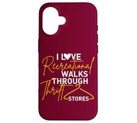 Thrifter Citation I Love Romantic Walks Through Thrift Stores Coque pour iPhone 16