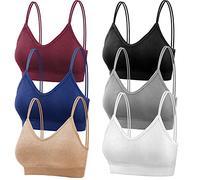 Thrilez Lot de 6 soutiens-gorge caraco à col en V pour femme, sans armature, sans couture, noir, XL