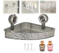 Thrivenget Étagère de douche, étagère de rangement à ventouse ondulée, sans perçage, montage mural, amovible, pour douche, cuisine (1 pièce, gris-B)