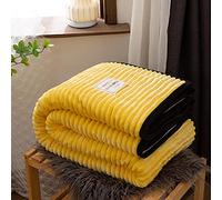 Throw Blanket for Sofa Solid Yellow Color Soft Warm Flannel Blanket on The Bed Thickness Throw Blanket (Color : Yellow Size : 100x150cm) (Yellow 150x200cm)