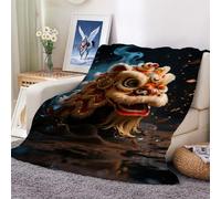 Throw Blanket Lion Awakening Cute Blankets Soft Cozy Fluffy Blanket for Bed Sofa Couch Living Room Chair Travel 100x130cm