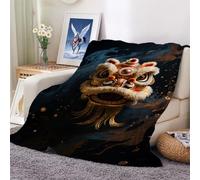 Throw Blanket Lion Awakening Cute Blankets Soft Cozy Fluffy Blanket for Bed Sofa Couch Living Room Chair Travel 100x130cm