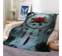 Throw Blanket Rose Dream Catcher - Lightweight, Warm, Fuzzy Flannel Blankets for Bedroom, Couch, Travel, Office, Outdoor Cute and Comfy Gift Men and Women 100x130cm