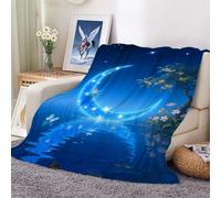 Throw Blankets Moon on The Surface of The Lake for Flannel Fleece Blanket for Couch Sofa Bed Chair Decor Decorations 100x130cm