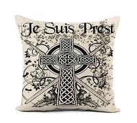 Throw Cushion Cover Outlanderfanmerch Je suis Prest Outlander Jamie Fraser Outlandish Droughtlander Cushion Cover Soft Throw Pillow Cover Durable Pillow Covers for Home Decor, Boys, 45X45Cm