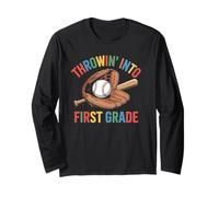 Throwin Into First Grade Baseball Back to School Manche Longue
