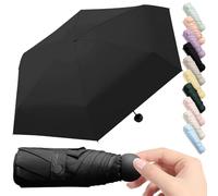 Thryviel Parapluie de Voyage Anti-UV Petit Parapluie Mini Parapluie Portable Parapluie de Poche Parapluie Ultra Léger Portable Coupe-Vent Transport Quotidien Convient à Toutes les Personnes (Noir)