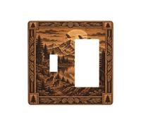 Thsanju Couvercles de prise de courant décoratifs vintage loup hurlant montagne nature sauvage 2 interrupteurs plaque simple à bascule 1 plaque murale à bascule Plaque d'interrupteur électrique pour