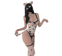 THSCWY Costume de vache anime pour femme - Lolita Kawaii - Porte-jarretelles - Lingerie avec bas