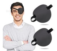 THSIREE Lot de 2 cache-yeux 3D réglables, cache-œil médical pour œil droit ou gauche, cache-œil paresseux pour adultes et enfants, noir et gris