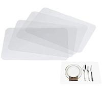 Thstheaven Lot de 4 sets de table transparents en plastique transparent pour table de salle à manger, pour garder la table ou le bureau plus propre, lavables, résistants à la chaleur, antidérapants
