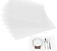 Thstheaven Lot de 8 sets de table transparents en plastique transparent pour table à manger - Pour garder la table ou le bureau propre - Lavables - Résistants à la chaleur - Antidérapants