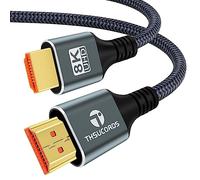 Thsucords 8K 4K Câble HDMI 2M, Câble HDMI vers HDMI 2.1 tressé haute vitesse 8K@60Hz, 4K@120Hz 144hz 48gbps Compatible with Roku TV/PS5/HDTV/Blu-ray