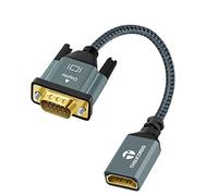 Thsucords Câble Adaptateur HDMI vers VGA 0,3M, Câble extension HDMI Femelle vers VGA Mâle tressé Nylon support 720P/1080P PC ordinateur de bureau ordinateur portable moniteur projecteur HDTV