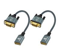 Thsucords Câble Adaptateur HDMI vers VGA 0,3M Lot de 2, Câble Extension HDMI Femelle vers VGA Mâle tressé Nylon Support 720P/1080P PC Ordinateur de Bureau Ordinateur Portable Moniteur projecteur HDTV