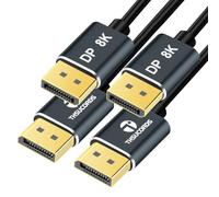 Thsucords Câble DisplayPort 3M Lot de 2, Certifié Ultra Fin & Flexible Cable 8K 4K Displayport 1.4, Supporte 8K@60Hz, 4K@120Hz,32.4Gbit/s,pour Moniteur Gaming,PC, Carte Graphique
