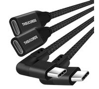Thsucords Câble Extension USB C 100W 0,1M Lot de 2, 20Gbps Angle Droit 90 Degrés USB C 3.2 Mâle vers Femelle Compatible avec MacBook,iPad Pro,Nintendo Switch,Steam Deck