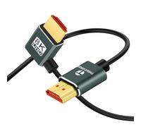 Thsucords Câble HDMI 2.1 Ultra Fin 8K à Angle Gauche de 90 Degrés 3M, Cordon Flexible Haute Vitesse Compatible 4K @120 Hz 8K @60 Hz Compatible avec Roku TV/HDTV/PS5/Blu-ray