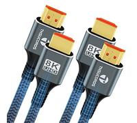 Thsucords Câble HDMI 8K 2M Lot de 2, Câble HDMI vers HDMI 2.1 tressé haute vitesse 8K@60Hz, 4K@120Hz 144hz 48gbps Compatible with Roku TV/PS5/HDTV/Blu-ray