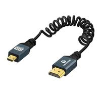 Thsucords Câble Spiralé 8K Micro HDMI vers HDMI 1M, HDMI vers Micro HDMI Mâle vers Mâle en Spirale Plaqué Or, Supporte 8K @ 60 Hz 4K @ 120 Hz 48 Gbps pour GoPro Hero, Raspberry Pi 4, Sony