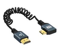 Thsucords Câble Spiralé 8K Mini HDMI vers HDMI 1M, 90 Degrés Angle Droit,HDMI a Mini HDMI Mâle vers Mâle, Supporte 8K @ 60 Hz 4K @ 120 Hz 48 Gbps pour pour Nikon/Canon DSLR