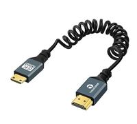 Thsucords Câble Spiralé 8K Mini HDMI vers HDMI de 1M, Ultra Fin HDMI vers Mini HDMI Mâle vers Mâle, Supporte 8K @60 Hz 4K @120 Hz 48 Gbps pour pour Nikon/Canon DSLR
