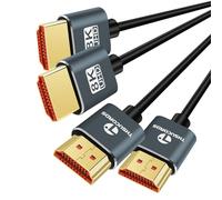 Thsucords Extra Slim 4K 8K Câble HDMI 3M Lot de 2, Ultra Fins Flexibles HDMI 2.1 Souple et haute vitesse 4K@120Hz 8K@60Hz 48gbps compatible Roku tv/HDTV/PS5/Blu-ray(2 Pièces)