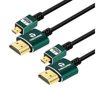 Thsucords Extra Thin Câble Micro HDMI vers HDMI 0,3M Lot de 2, Ultra Extrêmement & Flexible Fin Câble Micro HDMI Supporte 3D/4K@60Hz/18Gbps/1080P for GoPro Raspberry Pi 4