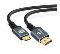 Thsucords Ultra Fin 8K 4K Câble Mini HDMI vers HDMI 0,5M, Flexible Doux&Extra Slim Mini HDMI 2.1 haute vitesse 48Gbit/s 4K@120 Hz Compatible avec Appareil photo, Caméscope, Tablette et carte