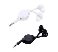 ThtRht Lot de 2 écouteurs filaires rétractables avec prise jack 3,5 mm stéréo pour ordinateur, PC, tablette, téléphone, avion, avion, avion, avion, ordinateur portable, lecteur MP3