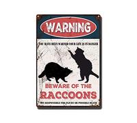 THUANCKY Plaque vintage en étain « Beware of The Raccoons » - Plaque d'avertissement en métal pour maison, bar, café - Décoration murale rétro - 20,3 x 30,5 cm