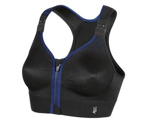 Thuasne - Brassière de Sport Zippée Eaz'ip Evolution - Maintien Fort, Extrême - Adaptée pour Sports à Fort Impact - Fermeture par l'avant - Bretelles Matelassées Réglables - 100 E, Noir/Bleu foncé