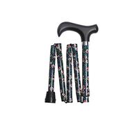 Thuasne - MaPetiteCanne Fantaisie - Canne colorée - Ajustable - Pliable en 5 Parties - A poignée Derby en Bois - avec dragonne et Pochette - Accompagne Les Sorties au Quotidien - Motif CAMPANULE