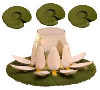 THUCHENYUC Bath Lilies Wine Lily and CandleLily Bath Wine Holder Lily Pad for The Bath Wine Glass Holder Bathroom Wine Glass Lotus Stand Tealight Candle Holder(Wine Lily and 3pcs Candle Lily)