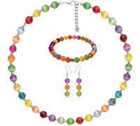 THUCHENYUC Collier De Dopamine, Collier Ras De Cou Perlé Arc-en-ciel Dopamine, Collier De Perles Réactives UV Colorées, Changement De Couleur De La Lumière Du Soleil(Necklace Bracelet Earrings Set)
