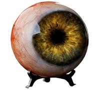 THUCHENYUC Décor d'oeil De Monstre Hyper Réaliste, Ornement De Globe Oculaire Réaliste Et Effrayant avec Iris Vert Foncé Et Veines Rouges for Bureau, Bibliothèque Maison Hantée Cadeau(Yellow,2.36in)