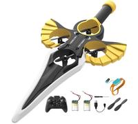 THUCHENYUC Drone Épée Volante Télécommandé, Planeur Télécommandé Interactif for Adultes, avec Lumières LED, 3 Vitesses Et Rotation À 360°(Black Gold)