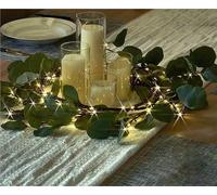 THUCHENYUC Guirlande Lumineuse en Forme D'olivier Artificiel, 1,8 M, 96 LED, avec Minuteur, À Piles, for Décoration De Noël(Eucalyptus Leaf)