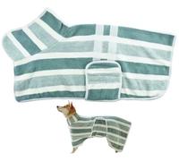 THUCHENYUC Peignoir for Chien À Séchage Rapide, Robe De Chambre Super Absorbante for Animaux De Compagnie, Bande Ventrale Douce Et Réglable, Enveloppe De Bain(Green,L)