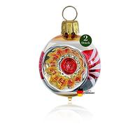 Thüringer Weihnacht 52-032 Boules de Noël avec reflet 4 cm De style nostalgique Rouge / Doré Lot de 2