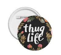 Thug Life Flowers - Épingle ronde en émail - Badge en alliage métallique pour veste, sac, idée cadeau., Small, Plastique